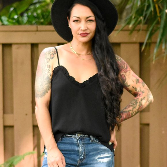 Black Ruffle Camisole - Picture 2 of 3